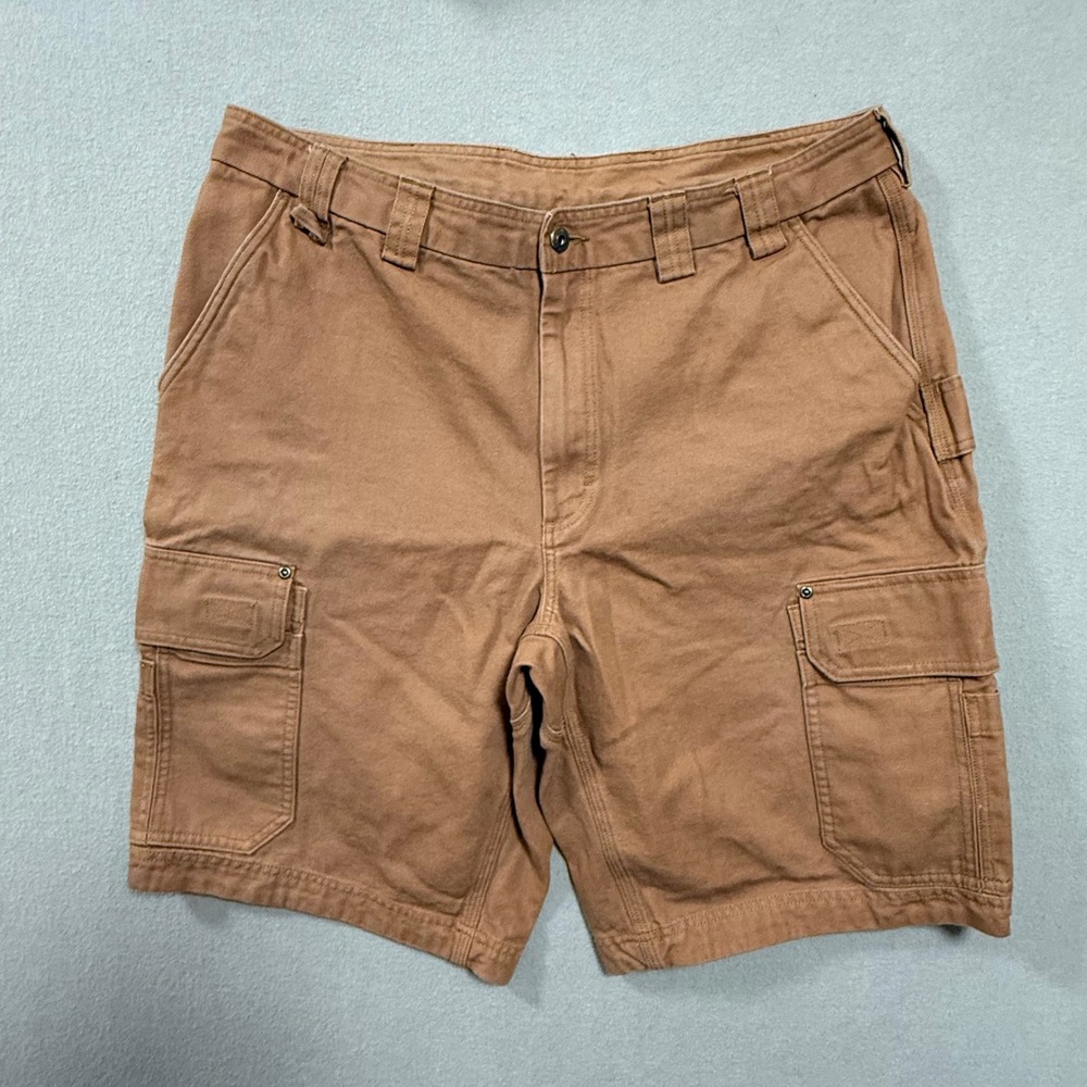 Duluth Trading Co. Brown Cotton Canvas Cargo Work Utility Shorts Men Size 40
